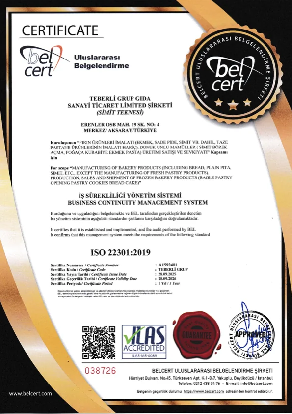 ISO 22301:2019 Betriebskontinuität Zertifikatsvorschau